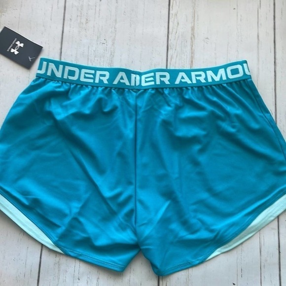 NWT- Under Armour Play Up 2.0 Shorts Women's Size Large in Crest Blue/Breeze - Picture 8 of 8